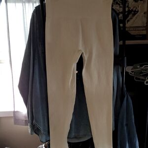 Cream Ribbed Leggings L